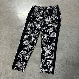 White House Black Market Tuxedo Stripe Floral Ankle Pants